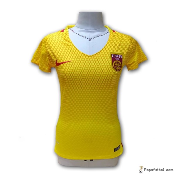 Camiseta China Replica Segunda Ropa Mujer 2017 Amarillo